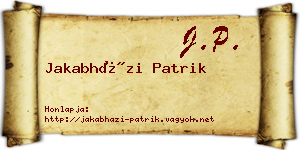 Jakabházi Patrik névjegykártya